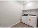 The laundry room features wood look flooring, a shelf, and modern washer and dryer at 4813 N 177Th Ln, Goodyear, AZ 85395