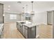 Kitchen island features modern fixtures, stainless steel appliances, and grey cabinetry at 4819 N 177Th Ln, Goodyear, AZ 85395
