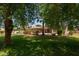 Expansive backyard with mature trees, lush lawn, and a charming pergola covered patio, creating a serene outdoor oasis at 19515 E Via Del Palo --, Queen Creek, AZ 85142