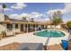 Backyard features a private pool, covered patio, and lounge seating at 2539 E Geneva Dr, Tempe, AZ 85282