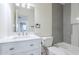 Elegant bathroom with white vanity, marble countertop, and modern fixtures at 3220 E Andorra Dr, Phoenix, AZ 85032