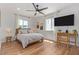 Cozy bedroom with hardwood floors, neutral decor, a ceiling fan, and plenty of natural light at 4025 N 8Th Ave, Phoenix, AZ 85013