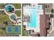 Aerial view showcasing the pool, playground, tennis court, and recreational area at 19360 N Diego Way, Maricopa, AZ 85138
