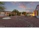 Beautiful backyard with desert landscaping, including a palm tree and decorative rock features at 20301 N Queen Palm Ln, Surprise, AZ 85374