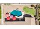 An aerial view of a house with a backyard pool and mini golf at 2476 E Marlene Dr, Gilbert, AZ 85296