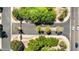 Overhead aerial perspective showcases a landscaped neighborhood street, highlighting the sidewalks and mature trees at 2476 E Marlene Dr, Gilbert, AZ 85296