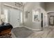 Inviting home foyer featuring tile floors, decorative niche, and a large entry door at 2476 E Marlene Dr, Gilbert, AZ 85296