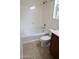 Bathroom featuring a vanity with light countertop and a tub/shower combination at 3435 E Amber Ln, Gilbert, AZ 85296