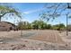 Outdoor basketball court surrounded by mature trees and beautiful desert landscape at 10219 E Le Marche Dr, Scottsdale, AZ 85255