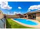 Inviting backyard pool surrounded by lush green turf, creating a private oasis at 1437 W Renee Dr, Phoenix, AZ 85027