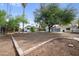 Backyard with expansive yard, trees, and brick-lined perimeter at 222 N Miller St, Mesa, AZ 85203