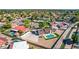An aerial view of a home's pool and backyard in a lush neighborhood at 226 W Ranch Rd, Tempe, AZ 85284