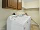 Bright laundry room with a side-by-side washer and dryer, overhead cabinet, and storage shelf at 23 W Fairmont Dr, Tempe, AZ 85282