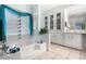 Light and airy bathroom features a bathtub, and plenty of storage in the built in cabinets at 3104 E Broadway Rd # 170, Mesa, AZ 85204