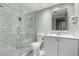 Modern bathroom features tiled shower with glass door at 1432 W Emerald Ave # 648, Mesa, AZ 85202