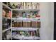 Organized pantry with storage baskets and shelves filled with various food items and household supplies at 14733 N 159Th Dr, Surprise, AZ 85379