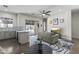 Inviting living room with stylish furniture, ceiling fan, and open layout at 3381 E Azalea Dr, Chandler, AZ 85286