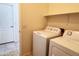 Practical laundry area includes a washer, a dryer, and a shelf for storage at 2873 S Arroyo Ln, Gilbert, AZ 85295