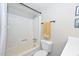 Bathroom with shower over tub and modern dark fixtures at 1216 E Ormondo Way, Phoenix, AZ 85014