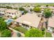 Impressive aerial view featuring a private pool, cozy covered patio, and lush green lawn surrounded by mature trees at 1933 E Lafayette Ave, Gilbert, AZ 85298