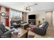 Comfortable living room featuring a fireplace, modern furniture, and bright, natural light at 20181 N Lauren Rd, Maricopa, AZ 85138