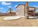 Backyard with a covered patio, gravel and grass, and beautiful mature palm trees at 2859 E Cathy Dr, Gilbert, AZ 85296