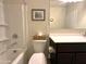 Bathroom featuring a shower-tub combo, toilet, and vanity with white countertop at 4774 E Chromium Rd, San Tan Valley, AZ 85143