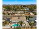A high view shows the home with a pool, covered patio, desert landscaping, and neighborhood at 6833 E Grandview Dr, Scottsdale, AZ 85254