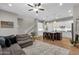 Open concept living space with view of kitchen island and adjoining Gathering room at 8340 E Mcdonald Dr # 1016, Scottsdale, AZ 85250
