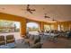 Clubhouse amenity featuring outdoor seating, tables, ping pong, desert views, and shade at 1904 N Steele --, Mesa, AZ 85207