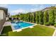 Backyard pool area with lush green turf and privacy hedges at 2900 E Spring Wheat Ln, Gilbert, AZ 85296