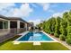 Backyard with a sparkling swimming pool, lush landscaping, and a cozy patio area at 2900 E Spring Wheat Ln, Gilbert, AZ 85296