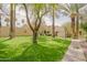 Well-manicured green lawn surrounded by mature trees and lush landscaping at 6540 N 7Th Ave # 46, Phoenix, AZ 85013