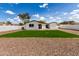 Charming backyard featuring green grass, gravel landscaping, and privacy fence at 1038 N 78Th Pl, Scottsdale, AZ 85257