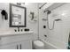 Updated bathroom featuring modern fixtures, subway tile shower, and decorative accents at 1038 N 78Th Pl, Scottsdale, AZ 85257