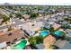 Beautiful aerial view showcasing homes with inviting pools and palm trees in a neighborhood surrounded by desert mountains at 10836 N 108Th N Pl, Scottsdale, AZ 85259