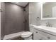 Modern bathroom with a walk-in shower, updated fixtures, and white vanity at 14842 N 36Th St, Phoenix, AZ 85032