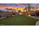 A backyard with artificial turf, desert landscaping, block wall and outdoor lighting at 22036 N 44Th Pl, Phoenix, AZ 85050