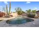 Private fenced pool with desert landscaping featuring Saguaro cacti at 22036 N 44Th Pl, Phoenix, AZ 85050