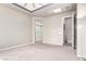 This bedroom features carpet flooring, recessed ceiling, and an opening to the bathroom at 3023 E Arabian Dr, Gilbert, AZ 85296
