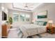 Relaxing primary bedroom with a tray ceiling, plenty of natural light, and stylish furnishings at 3023 E Arabian Dr, Gilbert, AZ 85296