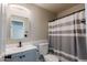 Bathroom featuring a sink, toilet, mirror, and bathtub with shower curtain at 34195 N Alison Dr, San Tan Valley, AZ 85144