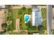 Bird's-eye view of a private backyard oasis with a refreshing pool, expansive green space, and meticulous landscaping at 370 E Redfield Rd, Chandler, AZ 85225