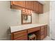 This bathroom features a makeup vanity with cabinets, drawers, and a mirror at 370 E Redfield Rd, Chandler, AZ 85225