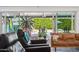 Bright living room with a view of the pool area, comfortable leather seating, and indoor plants at 4408 N 28Th Pl, Phoenix, AZ 85016