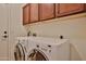 Laundry room features a washer, dryer, and storage cabinets for organization at 14214 W Ventura St, Surprise, AZ 85379