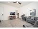 Open living area with neutral tones, a ceiling fan, and a comfortable seating arrangement at 24127 N 166Th Ct, Surprise, AZ 85387