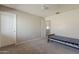 Bedroom featuring carpet, ceiling fan, neutral paint, and a full size bed at 14874 W Laurel Ln, Surprise, AZ 85379