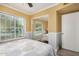 Bedroom with laminate flooring includes a window with natural light and mirrored closet doors at 19645 N 3Rd Ave, Phoenix, AZ 85027