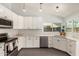 This modern kitchen is upgraded with white cabinetry, stainless appliances and plenty of natural light at 19645 N 3Rd Ave, Phoenix, AZ 85027